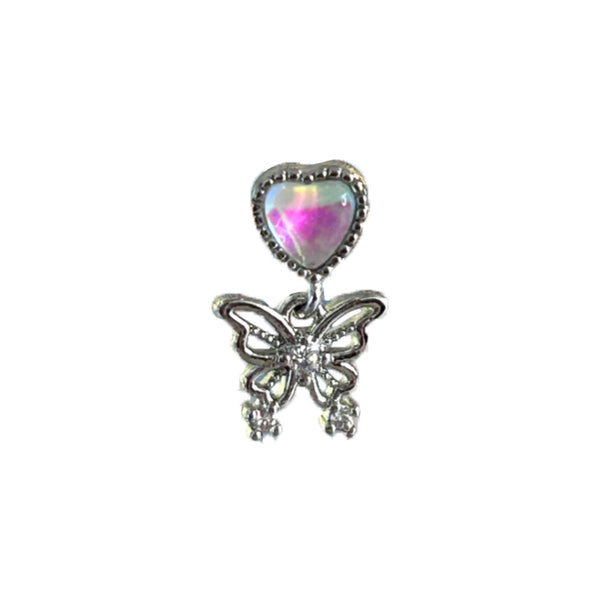 Aurora Heart Butterfly Drop Cartilage Barbell Stud