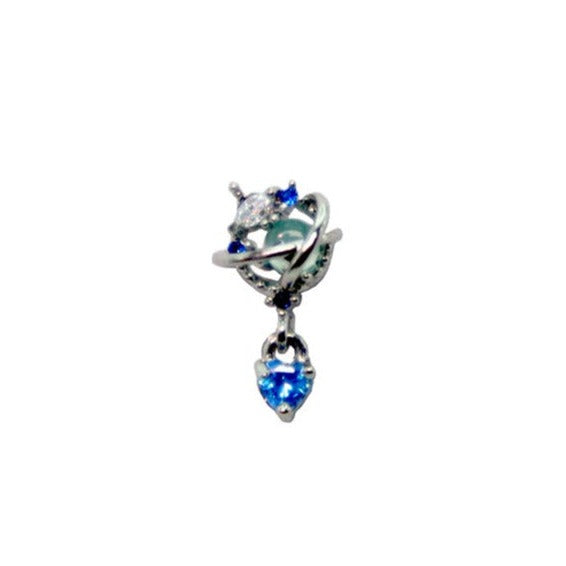 Blue Moon Stone Planet Heart Drop Cartilage Barbell Stud