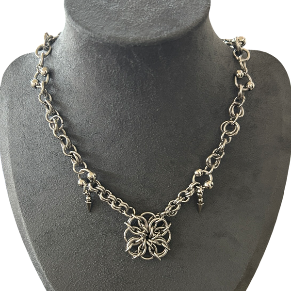 Handmade Chainmail Flower Pattern Necklace