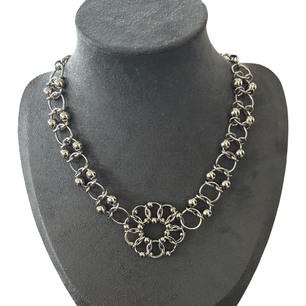 Handmade Chainmail Flower Pattern Necklace