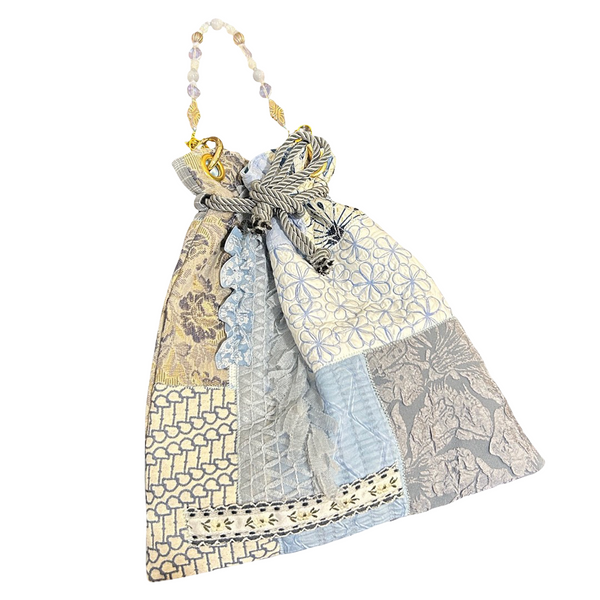 Handmade Poppy Whirl Drawstring Bag