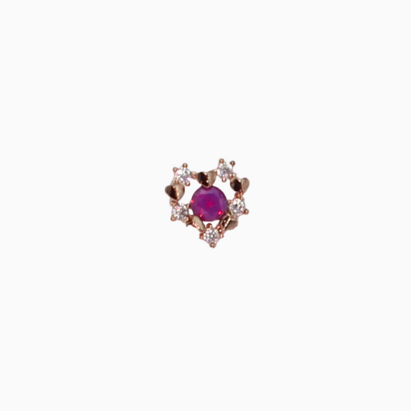 Purple Stone Heart Cartilage Barbell Stud