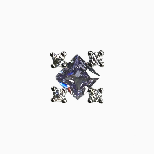 Purple Crystal Diamond Barbell Stud