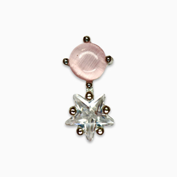 Moon Stone Crystal Star Drop Barbell Stud