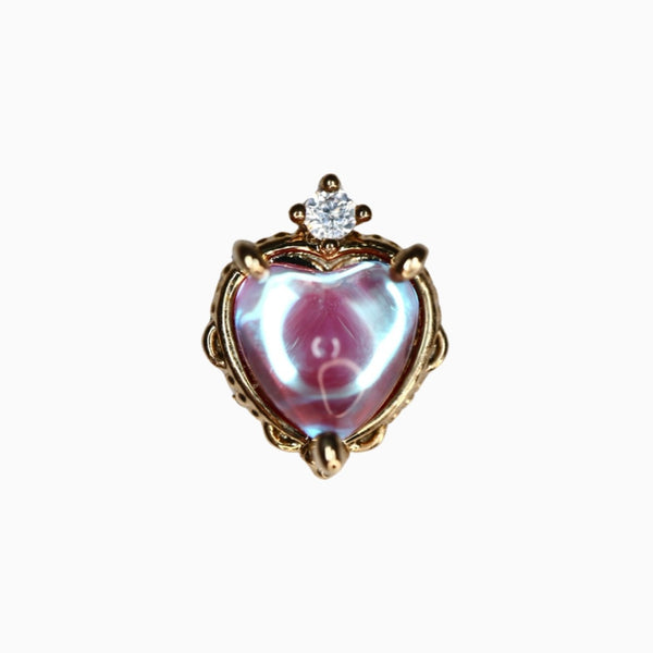 Heart Gem Stone Cartilage Barbell Stud