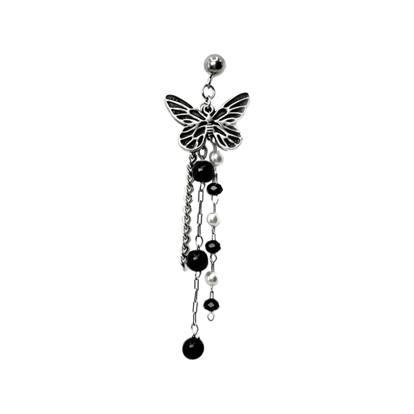 Vintage Butterfly Beaded Chain Drop Barbell Stud