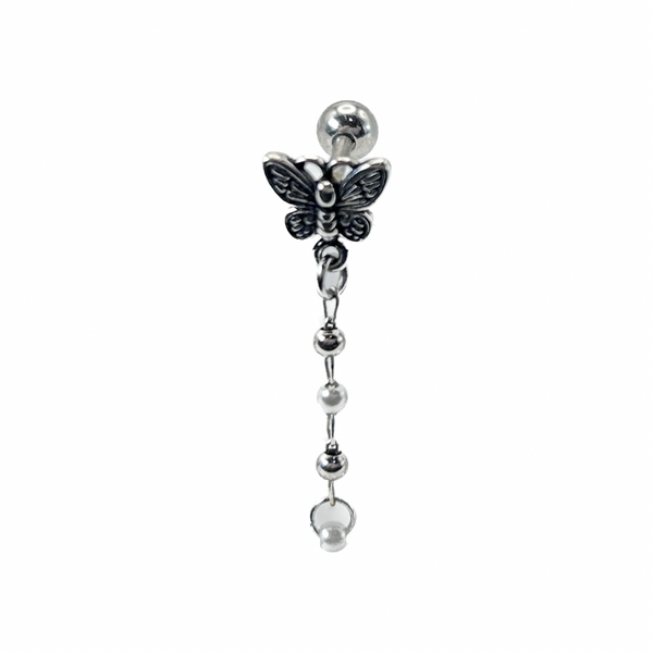 Vintage Butterfly Beaded Drop Cartilage Barbell Stud