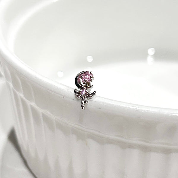 Pink Star Magic Wand Cartilage Barbell Stud