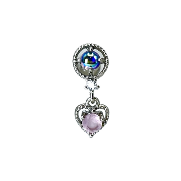 Target Crystal Heart Drop Cartilage Barbell Stud