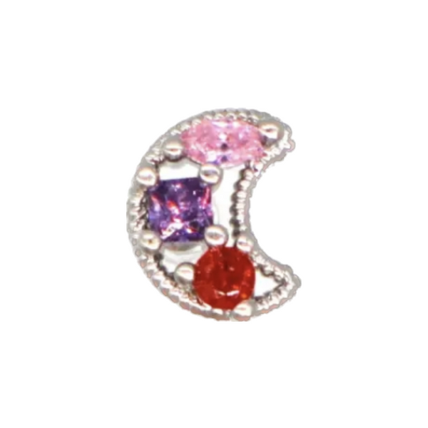 Crystal Moon Barbell Stud