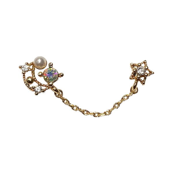 Moon & Star Night Double Barbell Stud